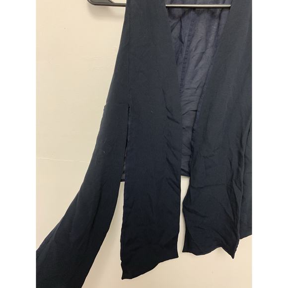 Valentino Roma 100% Silk Blue Sleeveless Sheer Waterfall Front Top 40 6 - Picture 3 of 6